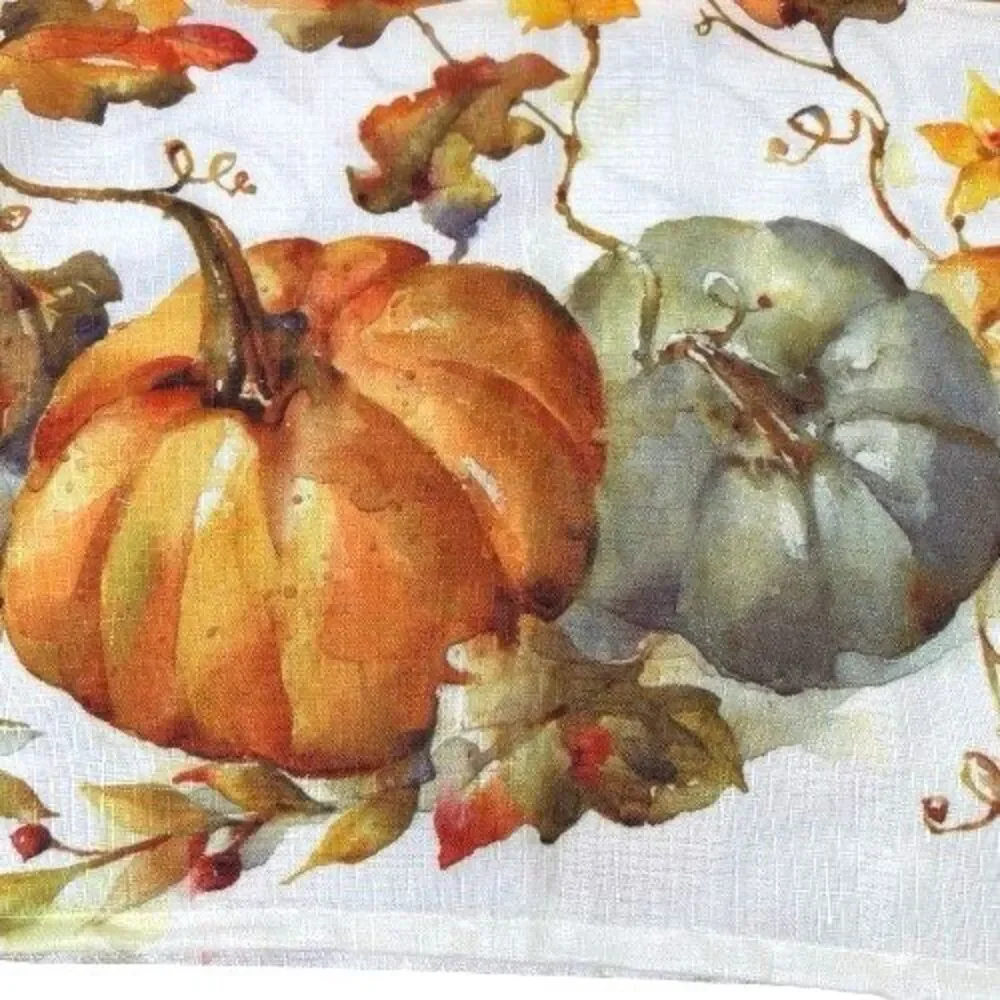 2 Mainstays Fabric Fall Thanksgiving Pumpkin Harvest Leaves Tablecloth 60
